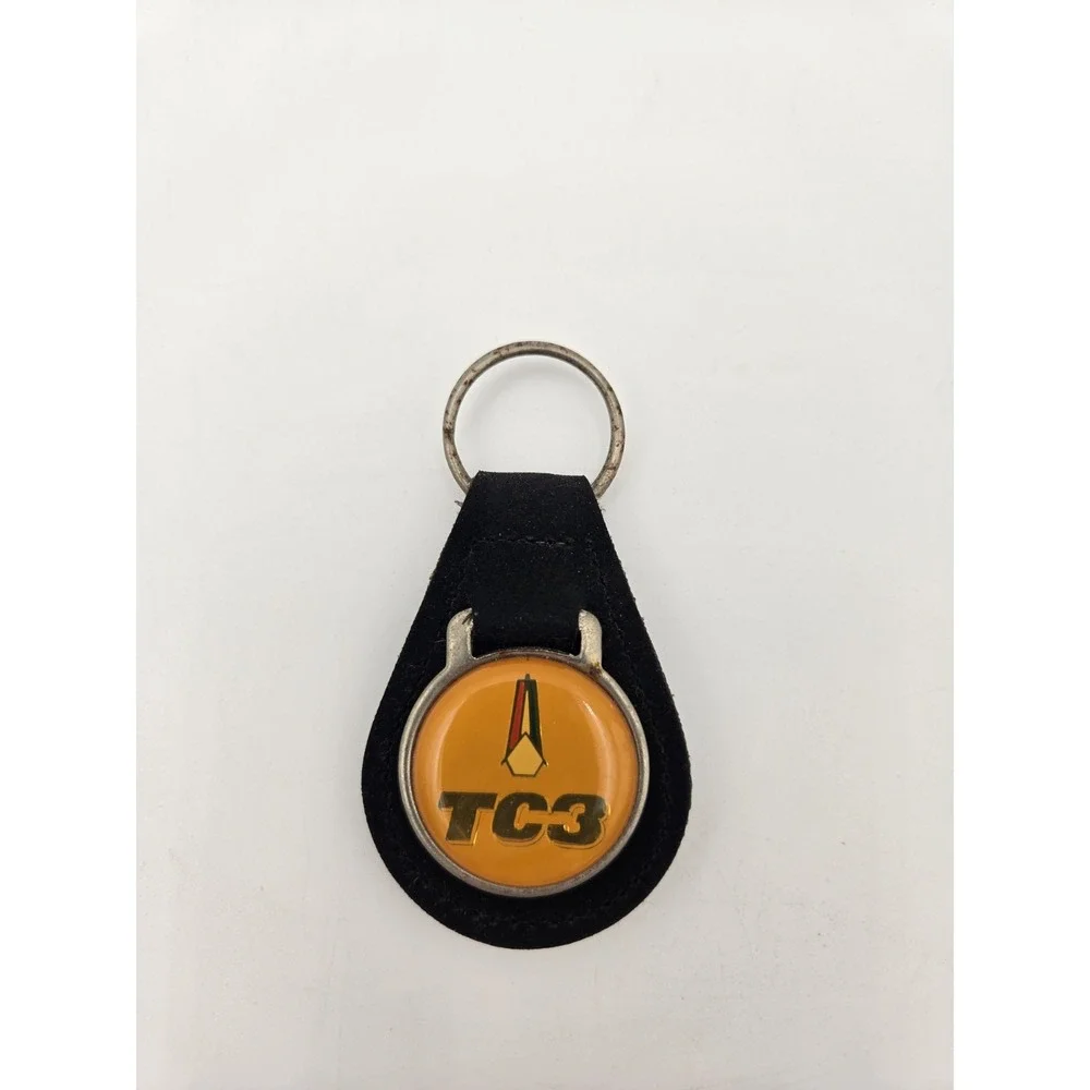 Vintage Plymouth TC3 Black Faux Leather Keychain Key Fob 3